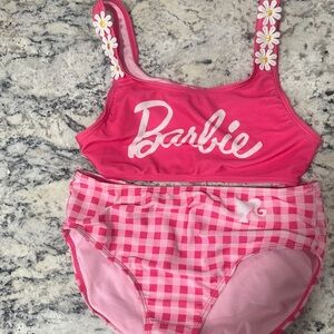 Barbie Pink Checkered Swimsuit with Floral Straps